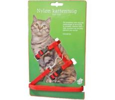 Nylon kattentuig met lijn rood - afbeelding 1