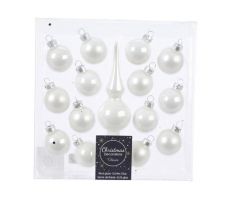 15 kerstballen met piek, glas, wit, 3 cm - afbeelding 1