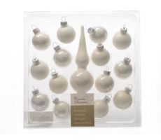 15 kerstballen met piek, glas, wit, 3 cm - afbeelding 2