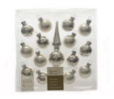 15 kerstballen met piek, glas, zilver, 3 cm - afbeelding 2