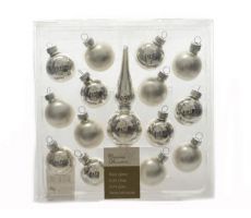 15 kerstballen met piek, glas, zilver, 3 cm - afbeelding 3