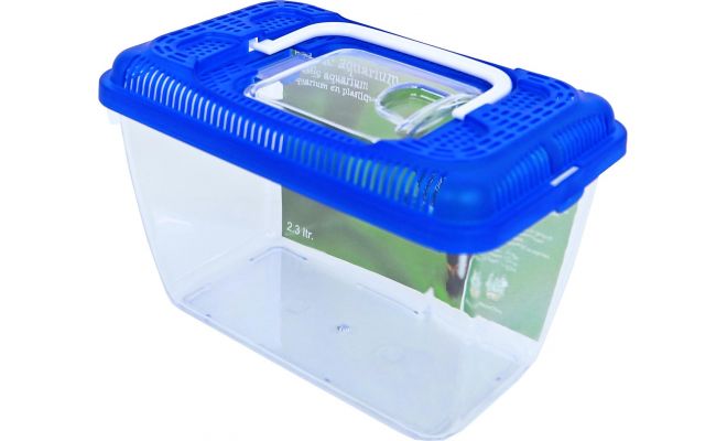 Aquarium en kap, kunststof, blauw, 2.3 liter