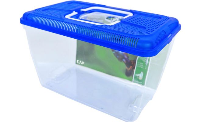 Aquarium en kap, kunststof, blauw, 8.3 liter