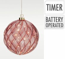 bal hangdeco led 18 cm burgundy - afbeelding 2