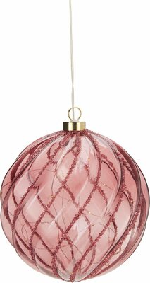 bal hangdeco led 18 cm burgundy - afbeelding 1