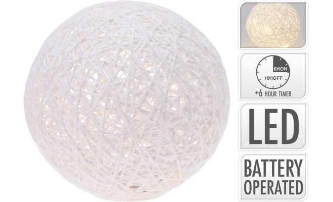 Bal, wit, 20 cm, 20 LED lampjes, Led kerstverlichting