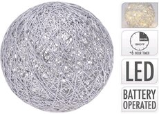 Bal, zilver, 20 cm, 20 LED lampjes, Led kerstverlichting - afbeelding 1