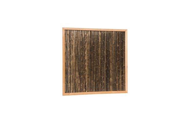 Bamboescherm van zwarte bamboestokken in douglas frame, 186 x 186 cm. - afbeelding 1