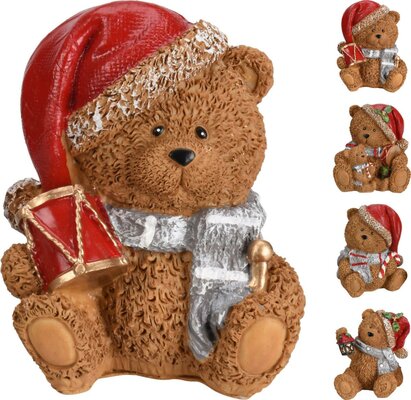 beer met kerstmuts, zittend, per stuk