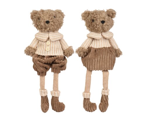 Beer polyester sitting w dangling leg, beige/kleur(en), L 18 cm x B 10 cm x H 45 cm, keuze uit 1 stu