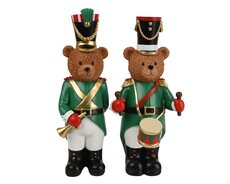 Beer polyresin bear w drum-trumpet, multi, L 11 cm x B 9,5 cm x H 33,5 cm, keuze uit 1 stuks