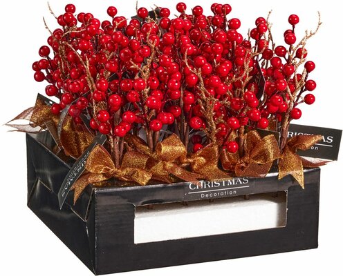 bessentak kerst 25 cm rood met goud glitter - afbeelding 1