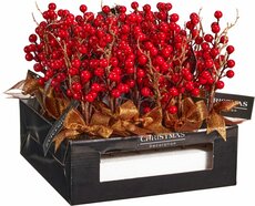 bessentak kerst 25 cm rood met goud glitter - afbeelding 1