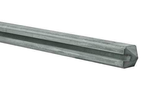 Betonpaal met sleuf en diamant kop t.b.v. schutting 11,5 x 11,5 x 278 cm, grijs eindpaal, ongecoat.