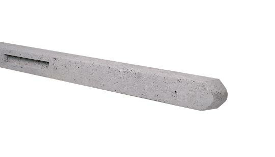 Betonpaal stampbeton 10 x 10 x 310 cm, grijs tussenpaal t.b.v. recht scherm met 2 betonplaten.