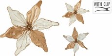 bloem decoratie 20 cm wit met goud 2 aa - afbeelding 2