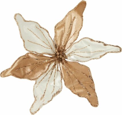 bloem decoratie 20 cm wit met goud 2 aa - afbeelding 1