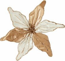 bloem decoratie 20 cm wit met goud 2 aa - afbeelding 1