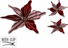 bloem op clip 20 cm kleur burgundy - afbeelding 2