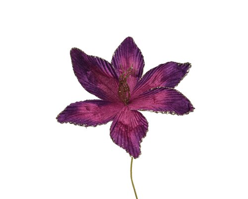 Bloem polyester fluweel, paars, L 23 cm x B 10 cm x H 60 cm