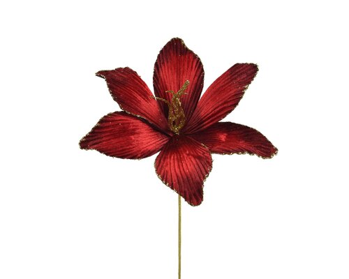 Bloem polyester fluweel, rood, L 23 cm x B 10 cm x H 60 cm