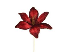 Bloem polyester fluweel, rood, L 23 cm x B 10 cm x H 60 cm