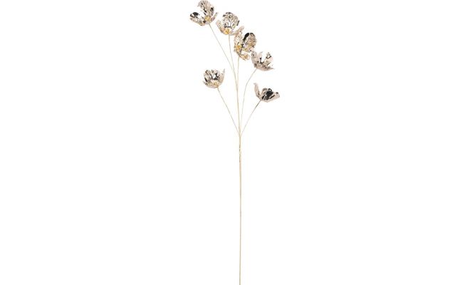 Bloemen op steker, goud, 69 cm