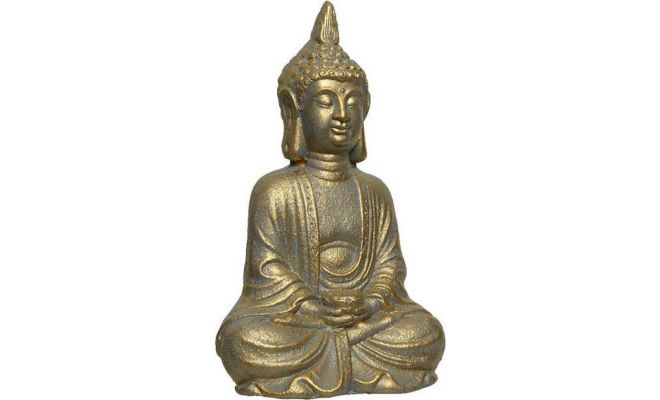 Boeddha, polystone, goud, l 17 cm, b 23 cm, h 37 cm