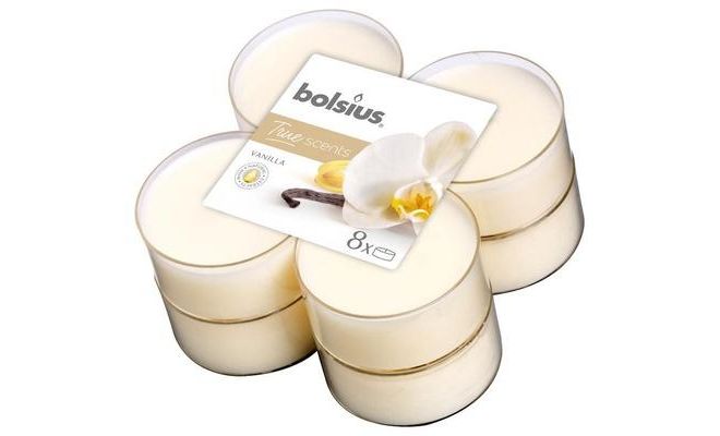 Bolsius, geurkaarsjes, maxi, vanilla, 8 st