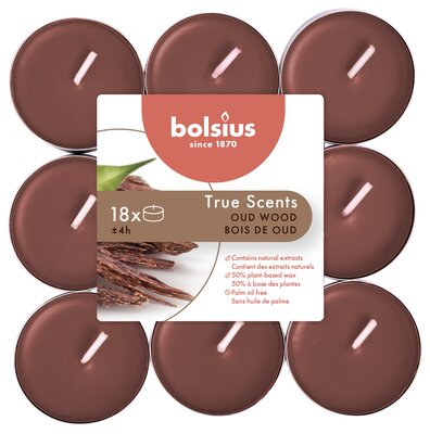 Bolsius Geurtheelicht 4u pk18 True Scents Oud wood