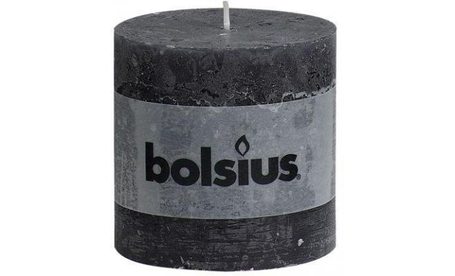 Bolsius, stompkaars, rustiek, antraciet, b 10 cm, h 10 cm - afbeelding 1