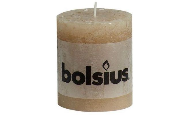 Bolsius, stompkaars, rustiek, beige b 7 cm, h 8 cm - afbeelding 1