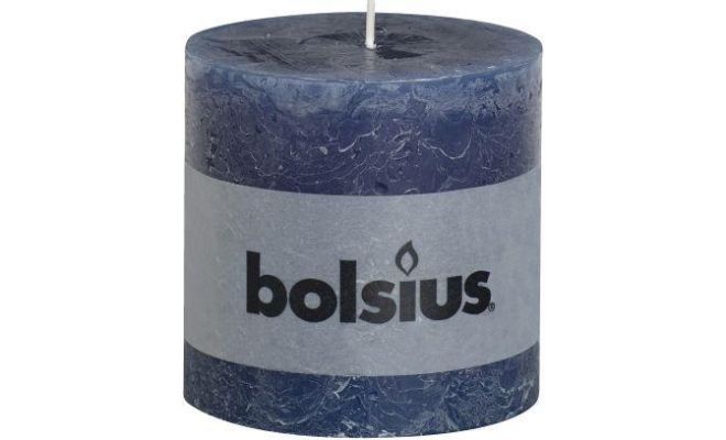 Bolsius, stompkaars, rustiek, blauw, b 10 cm, h 10 cm