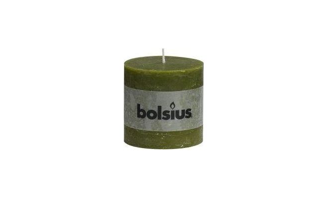 Bolsius, stompkaars, rustiek, olijfgroen, b 10 cm, h 10 cm - afbeelding 1