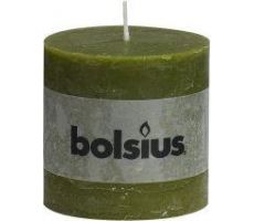 Bolsius, stompkaars, rustiek, olijfgroen, b 10 cm, h 10 cm - afbeelding 2