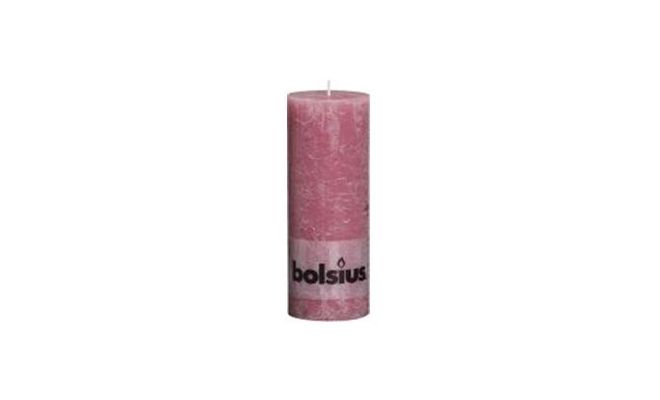 Bolsius, stompkaars, rustiek, oud roze, b 7 cm, h 19 cm