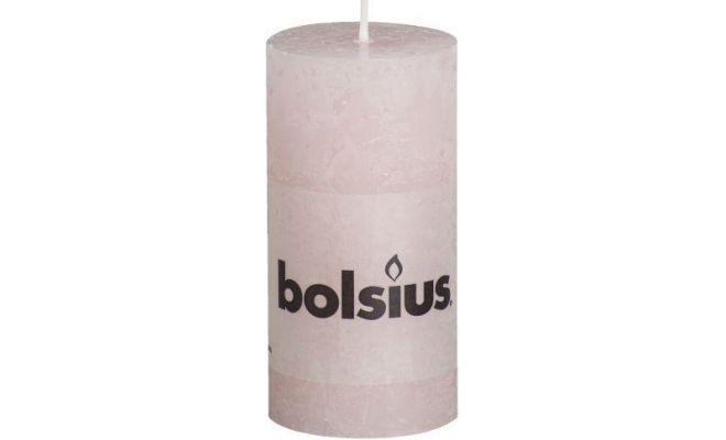 Bolsius, stompkaars, rustiek, pastel roze, b 5 cm, h 10 cm