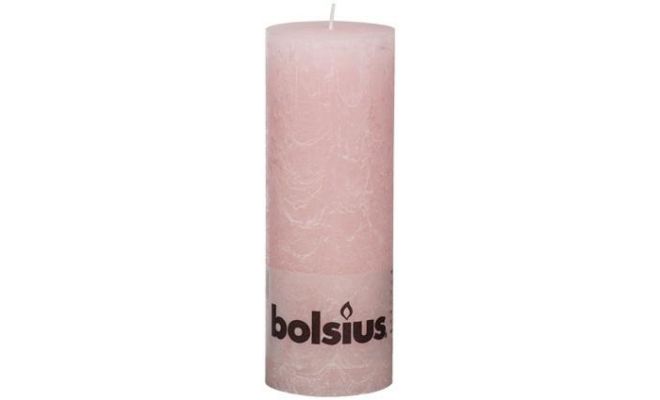 Bolsius, stompkaars, rustiek, pastel roze, b 7 cm, h 19 cm