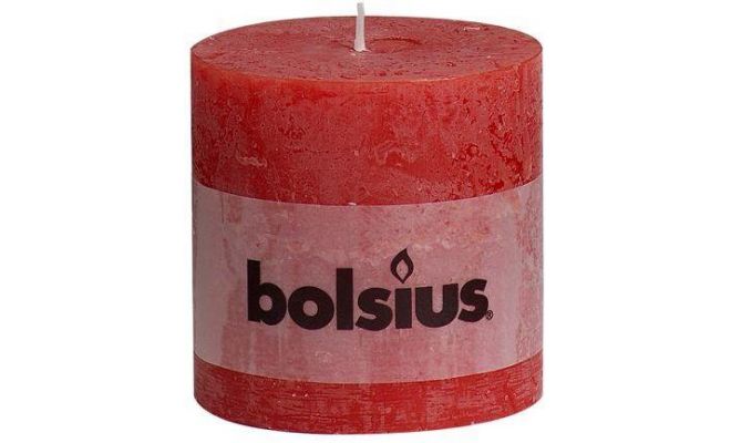 Bolsius, stompkaars, rustiek, rood, b 10 cm, h 10 cm - afbeelding 1