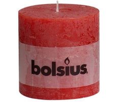 Bolsius, stompkaars, rustiek, rood, b 10 cm, h 10 cm - afbeelding 1