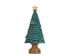 Boom polyresin tree with glitter, Emerald, L 10 cm x B 10 cm x H 23 cm