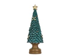 Boom polyresin tree with glitter, Emerald, L 12 cm x B 12 cm x H 36 cm