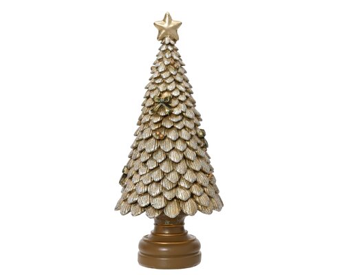 Boom polyresin tree with glitter, goud, L 10 cm x B 10 cm x H 23 cm