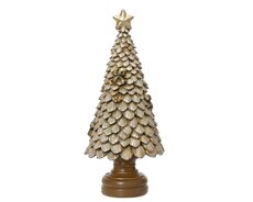 Boom polyresin tree with glitter, goud, L 10 cm x B 10 cm x H 23 cm