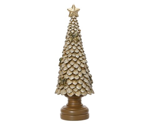 Boom polyresin tree with glitter, goud, L 12 cm x B 12 cm x H 36 cm
