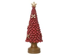 Boom polyresin tree with glitter, rood, L 12 cm x B 12 cm x H 36 cm