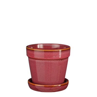 Clint pot met schotel roze - H11 x Ø13 cm