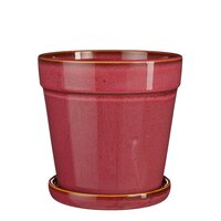 Clint pot met schotel roze - h16,5xd17cm - afbeelding 2