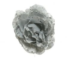 Roosclip polyester glitter D 14 H 8.5cm zilver - afbeelding 1