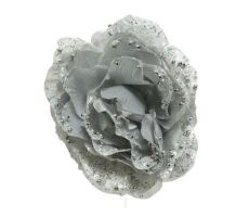Roosclip polyester glitter D 14 H 8.5cm zilver - afbeelding 2
